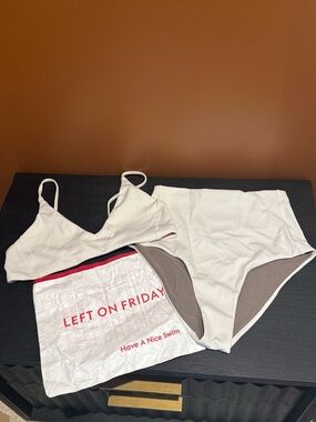 Left On Friday White Bikini Set with High-Waist Bottoms